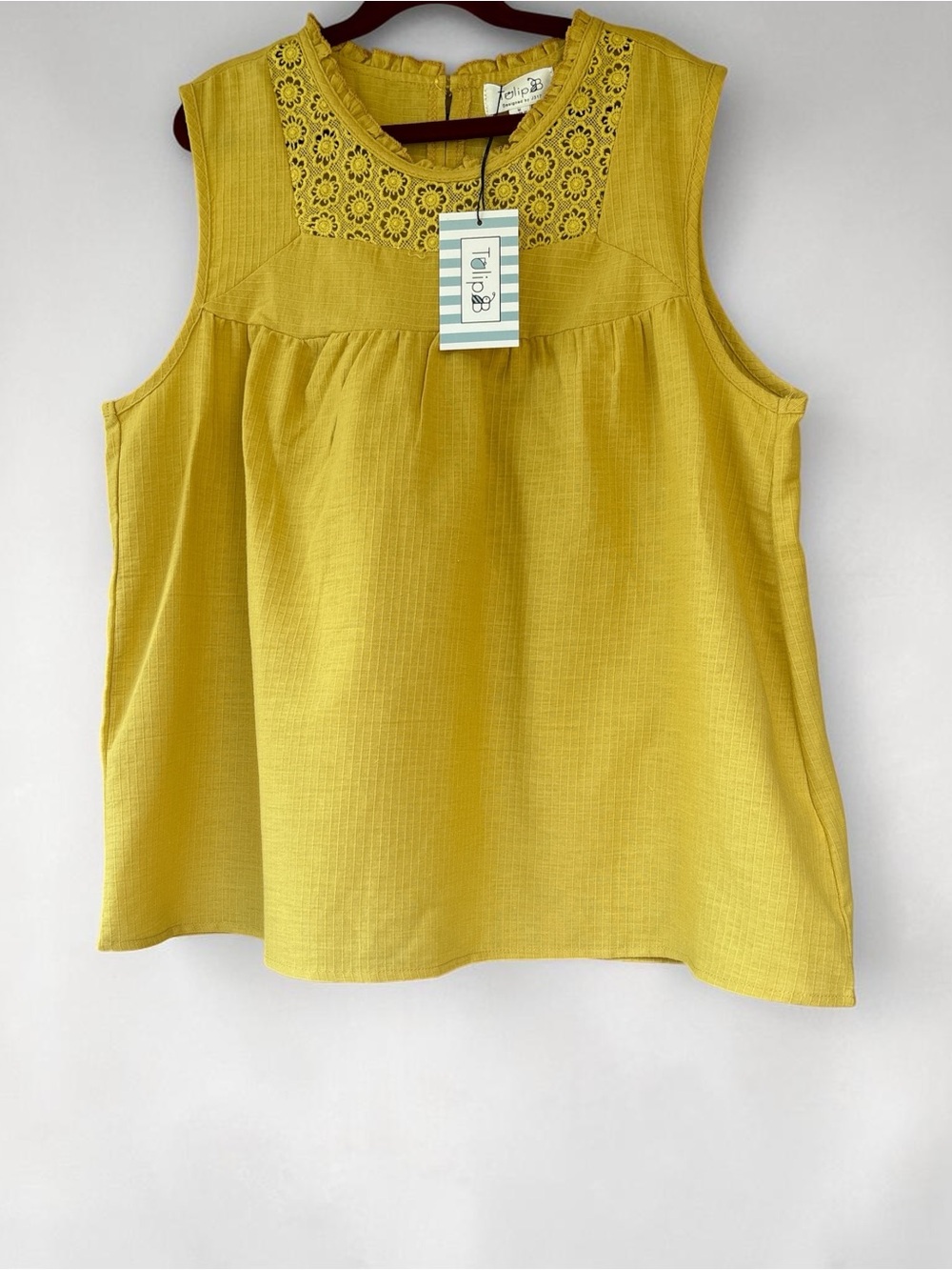 Tulip Floral Yoke Sleeveless Camisole - Yellow - Picture 1 of 4